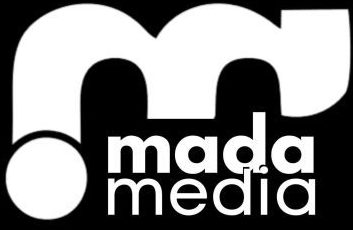 Mada Media logo stacked white on black